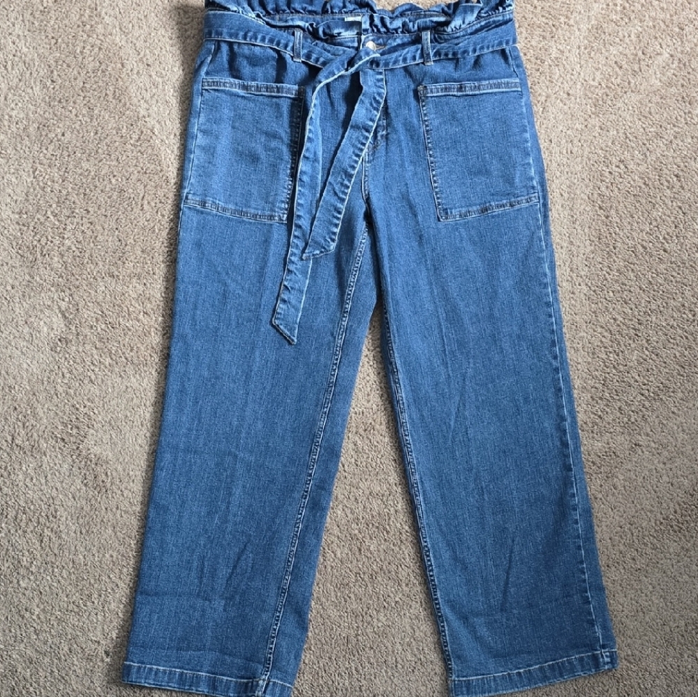 Candace Cameron Bure Pacific Denim Paperbag Wide Leg Jeans 16 Petite